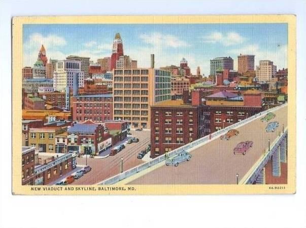 LP12    Baltimore,  Maryland, MD, postcard, New Viaduct and 