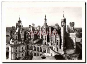 MODERN CARD the Castle of Chambord Overall picture of the roofs and the terraces