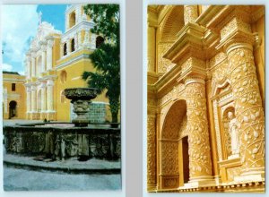 2 Postcards ANTIGUA, GUATEMALA ~ Interior Exterior IGLESIA LA MERCED Church