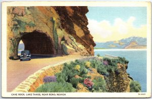 VINTAGE POSTCARD CAVE ROCK AT LITTLE TAHOE NEAR RENO NEVADA MAILED 1939