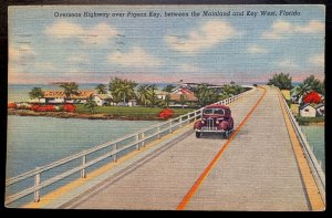 Vintage Postcard 1959 Highway over Pigeon Key, between Mainland & Key West, Fla.