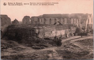 World War 1 Ruins of Newport Old Barrack and German Prisoners Postcard C046