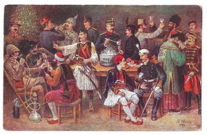 '1916 Bowle' New Year's Party 1915 Postcard Mailed Switzerland...