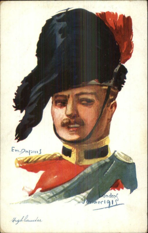 Military Soldier Art Em. Dupuis Scottish Highlander c1910 Postcard