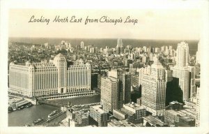 Illinois Chicago Aerial View East Loop RPPC Photo Postcard 22-4076