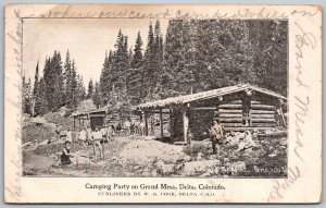 Delta Colorado 1908 Postcard Camping Party On Grand Mesa Cabin