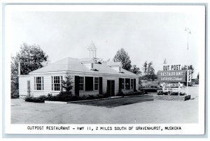 c1950 Outpost Restaurant Hwy 11 Gravenhurst Muskoka Ontario RPPC Photo Postcard