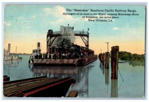 The Mastodon Southern Pacific Railway Barge Crossing Mississippi River Postcard