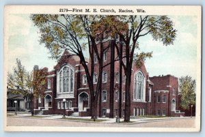 Racine Wisconsin Postcard First ME Church Chapel Exterior c1926 Vintage Antique