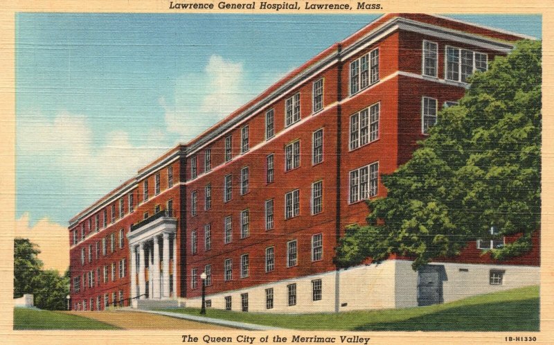 Vintage Postcard  General Hospital Merrimac Valley Lawrence Massachusetts MA