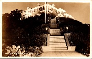 Real Photo Postcard View of the Wrigley Home at Night Catalina Island California