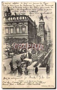 Old Postcard Paris Le Marche Aux Fleurs