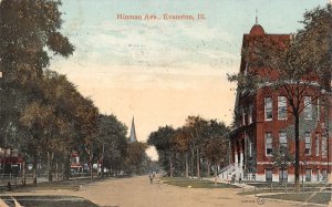 Evanston Illinois~Huge Home or School~Church on Hinman 1910 Postcard
