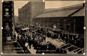 Cloth Market, Gouldston St Petticoat Lane London England Vintage Postcard O45