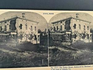 Postcard RPPC Stereo Card Civil War,Potter House, destroyed by Sherman's Army.W6