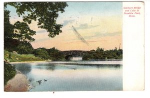 Scarboro Bridge, Franklin Park, Boston Massachusetts, Used 1908 Flag Cancel