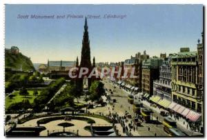 Old Postcard Edinburgh Scott Monument and Princes Street