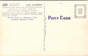 Linen Postcard Karl Ratzsch's Restaurant in Milwaukee, Wisconsin