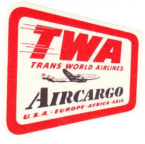 TWA Aircargo Baggage Label