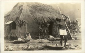 Honolulu Hawaii HI Native Grass Hut Canadian Pacific Cruise Real Photo Postcard