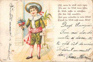 us512 litle boy with flowers  greetings