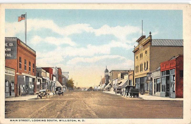 Williston North Dakota Main Street Looking South Antique Postcard K98478