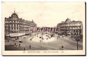 Old Postcard Montpellier Place De La Comedie Tram