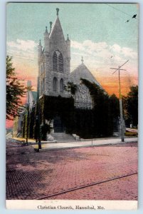 Hannibal Missouri Postcard Christian Church Building Exterior View 1909 Vintage