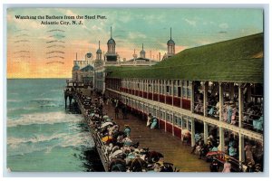 1913 Watching The Bathers from the Steel Pier Atlantic City NJ Postcard