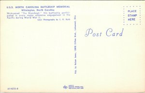 Vtg USS North Carolina Battleship Memorial Wilmington North Carolina NC Postcard