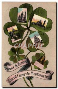 Old Postcard Greetings Bonheurs Sacre Coeur From Montmartre