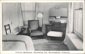 Waynesboro Virginia VA Riverside Inn Bedroom Mid-Century Modern Postcard 
