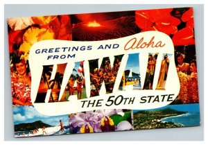 Vintage 1961 Postcard Greetings From Hawaii The 50th State - Island Views