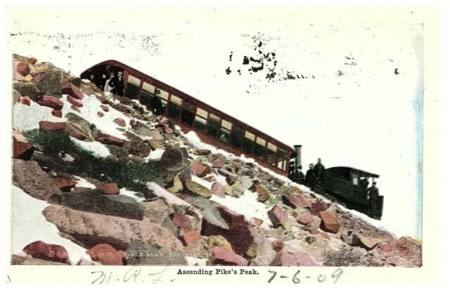 Ascending Pike's Peak Vintage Colorado Rockies Postcard 1909 Posted 