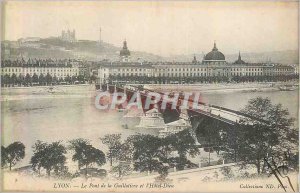 Old Postcard Lyon Bridge Guillotiere and the Hotel Dieu
