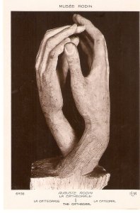 Auguste Rodin. The Cathedral fine art, sculpture, old vintage French postcard