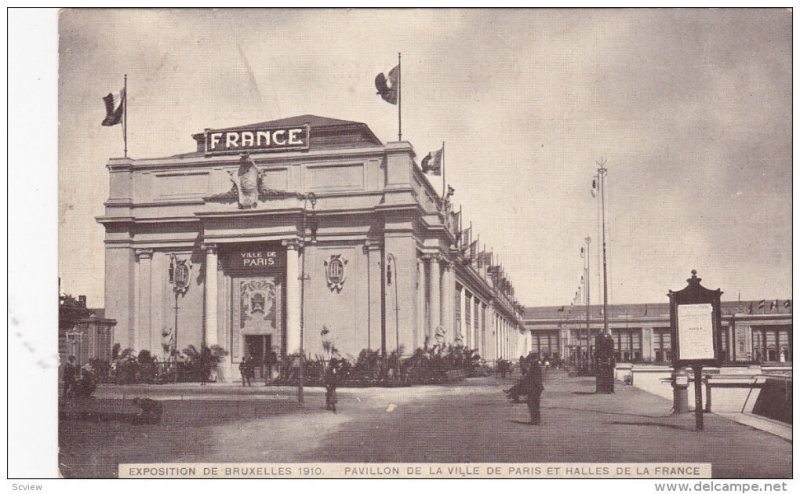 BRUSSELS, Belgium, 1910's; Pavillon de la Ville De Paris Et Halles de la Fran...