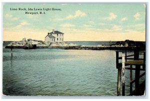 c1910 Lime Rock Exterior Ida Lewis Light House Newport Rhode Island RI Postcard