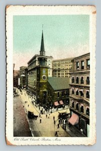 Boston, Old South Church, Clock, Horse Carriage, Vintage Massachusetts Postcard