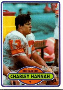 1980 Topps Football Card Charley Hannah T Tampa Bay Buccaneers sun0109