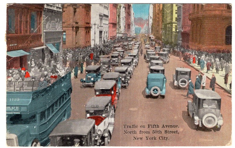 Traffic on Fifth Avenue, North from 50th Street, New York City