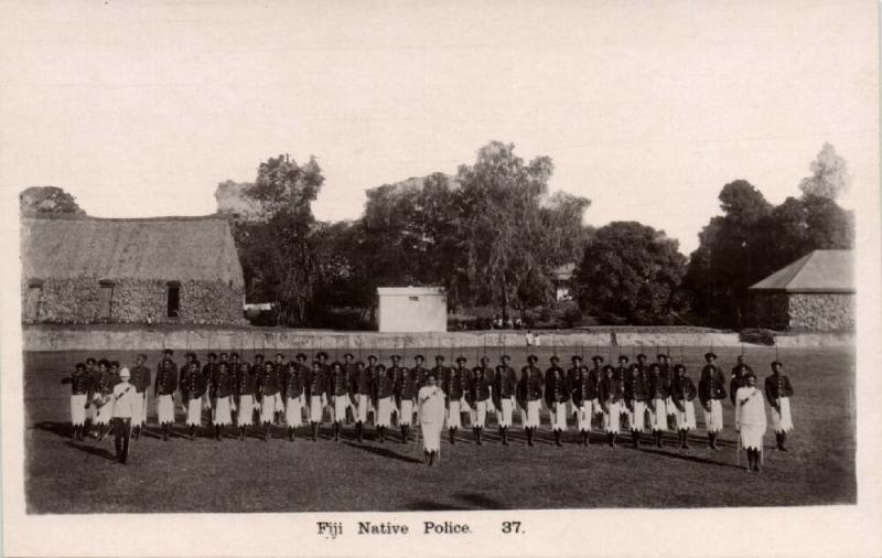 fiji islands, Native Police (1930s) RPPC Lilywhite 37