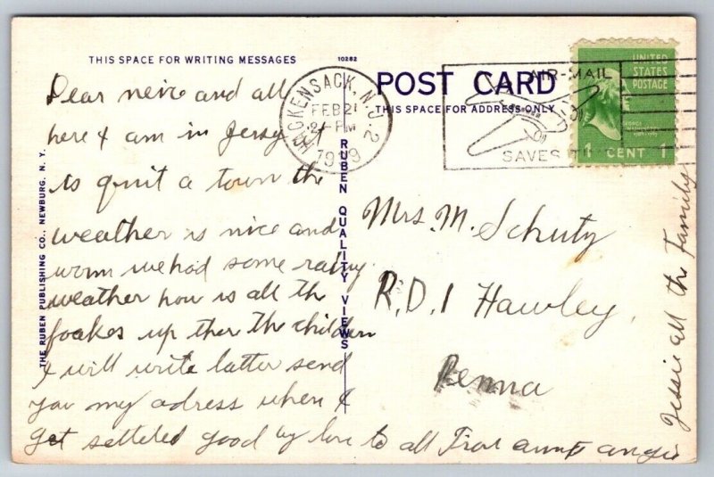 Hackensack NJ New Jersey Postcard World War Monument Historic Figure