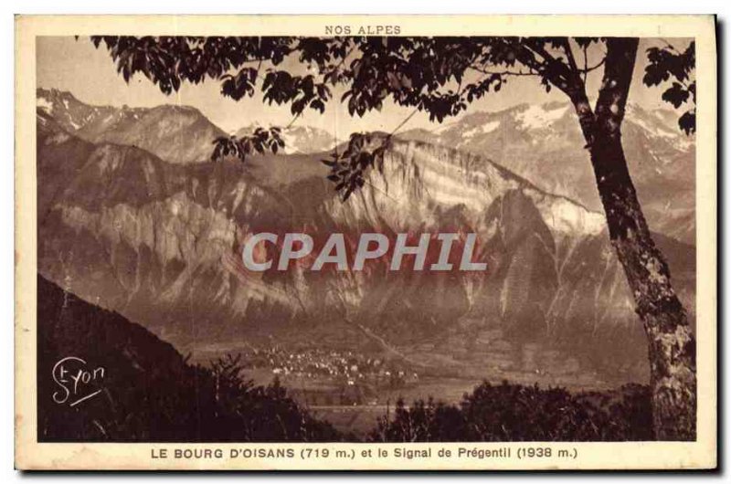 Old Postcard Le Bourg-d'Oisans and Le Signal Prégentil