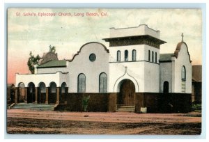 1908 St. Luke's Episcopal Church Long Beach California CA Antique Postcard 