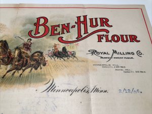 1906 Ben Hur Flour ROYAL MILLING Company Minneapolis MN Horse Color Letterhead 