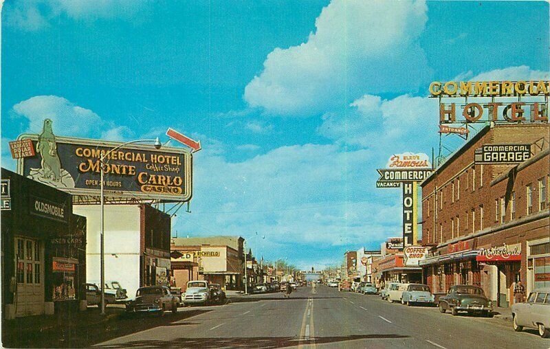 Elko Nevada Idaho Street Automobiles Postcard Seaich 1950s Dexter 21-10444 