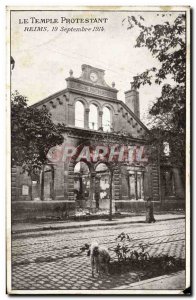 Old Postcard Reims Protestant Church Army