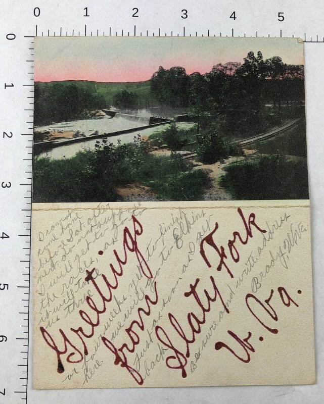 RARE - 1908 -  SLATY FORK W Va  POSTED Postcard HANDMADE DOUBLE WVA VIRGINA