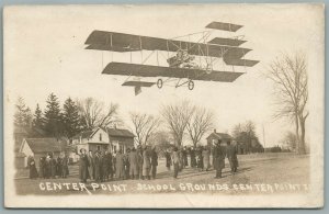 CENTER POINT IA EARLY AIRPLANE SCHOOL ANTIQUE REAL PHOTO POSTCARD RPPC